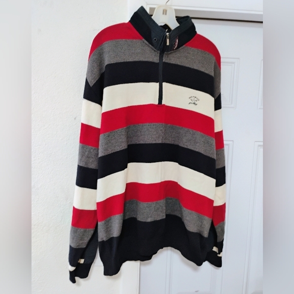 Paul & Shark Yachting Cool-Touch mens Wool striped Sweater Size 3XL (8) 1/4 Zip